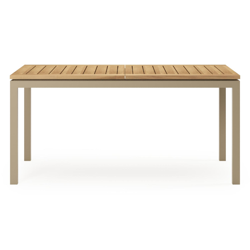 Amalfi verlengbare tuintafel rechthoekig in beige aluminium en teak - L 156-214 x B 90 x H 75 cm