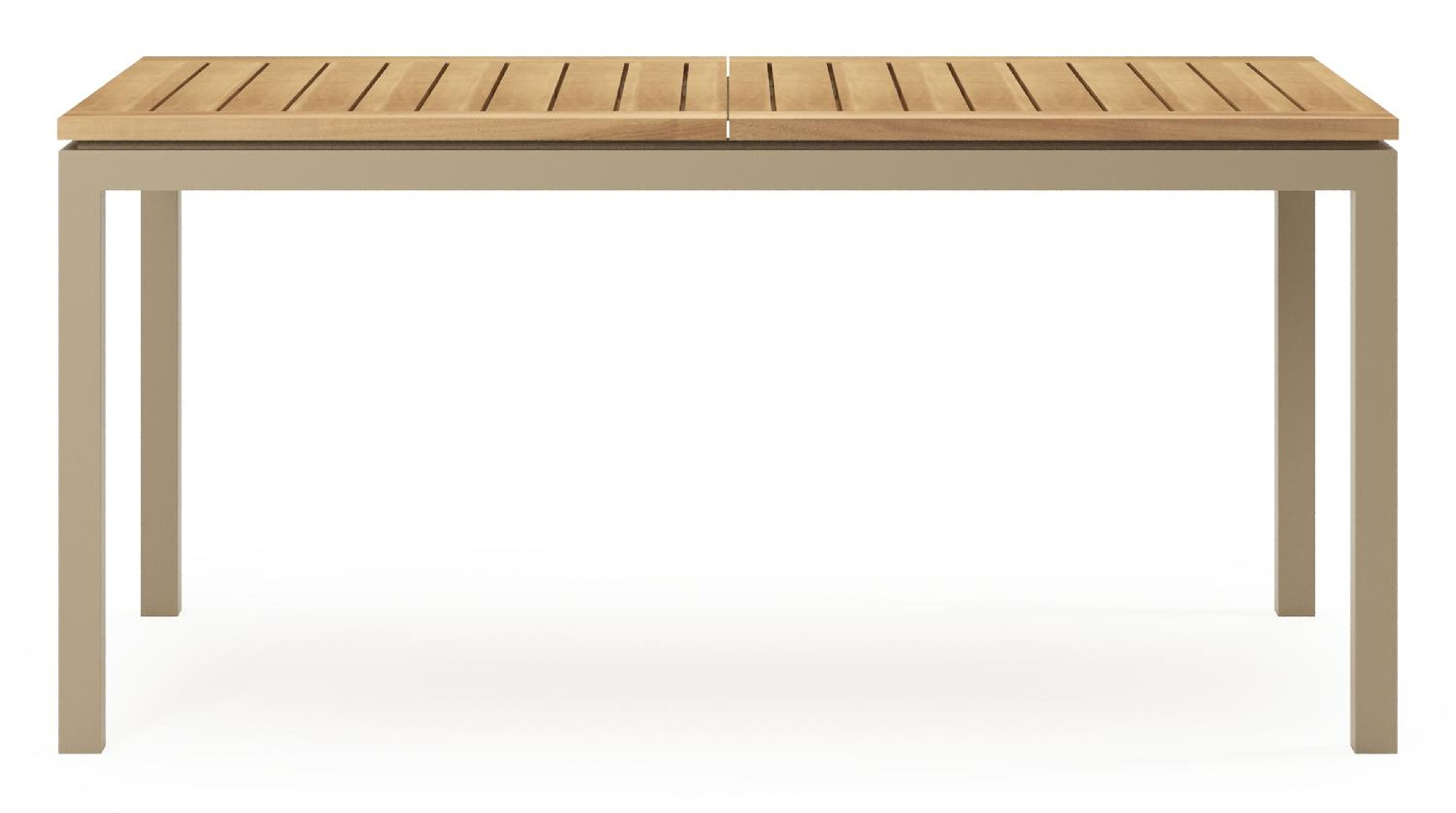 Table de jardin extensible Amalfi rectangulaire en aluminium beige et teck - Lg. 156-214 x Lrg. 90 x Haut. 75 cm