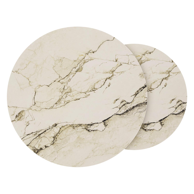 Fano loungetafels in wit aluminium en colorado dunes volkeramiek - Dia. 85/65 x H 35/30 cm