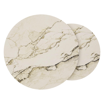 Fano loungetafels in wit aluminium en colorado dunes volkeramiek - Dia. 85/65 x H 35/30 cm