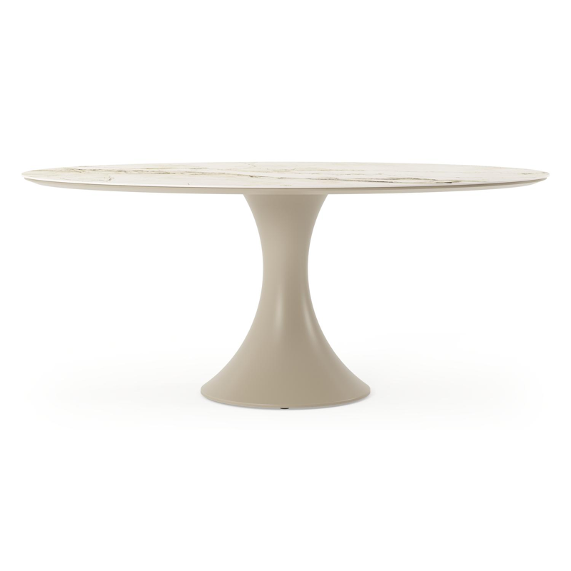Fano tuintafel ovaal in beige aluminium en volkeramiek Colorado Dunes L 180 x B 110 x H 75 cm x H 75 cm