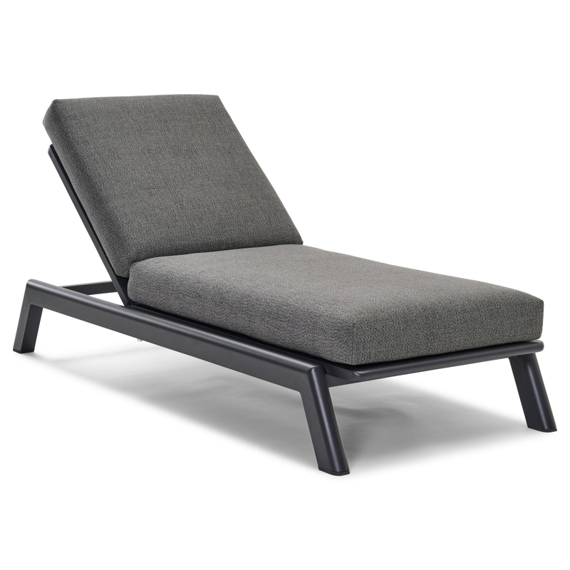Cirello verstelbaar ligbed met pompsysteem in zwart aluminium met savane tornado all weather sunbrella® luxe kussen
