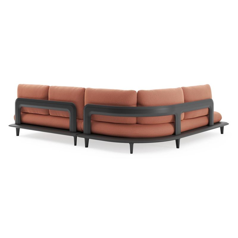 Bomero loungehoek in zwart aluminium met heritage rust all weather sunbrella® luxe kussen