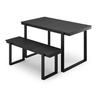 Merida loungetafel en bank in zwart aluminium en zwart - L 123 x B 70 x H 69.5 cm