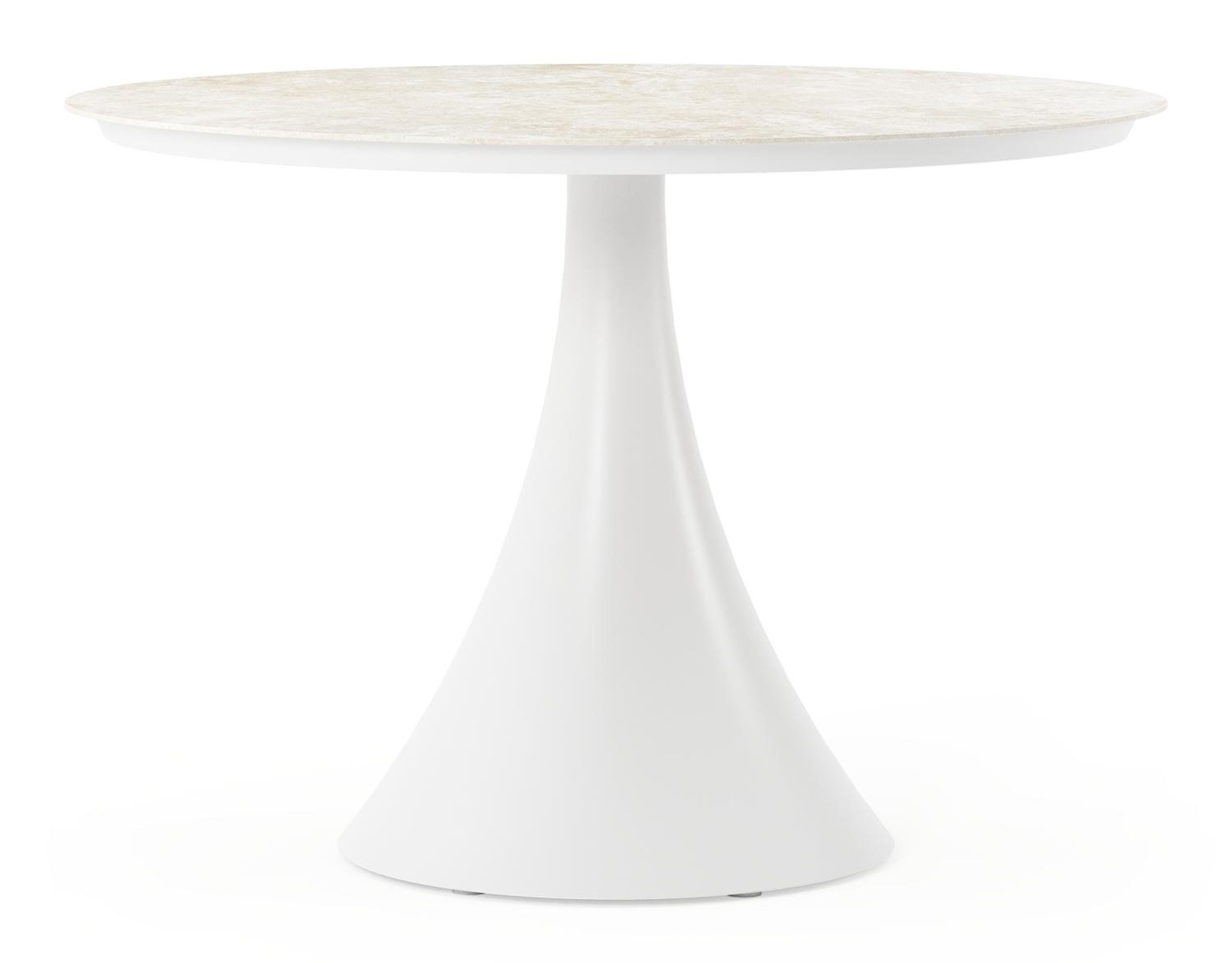 Table de jardin Fano ronde en aluminium blanc et céramique Rapolano - Diam. 110 x Haut. 75 cm