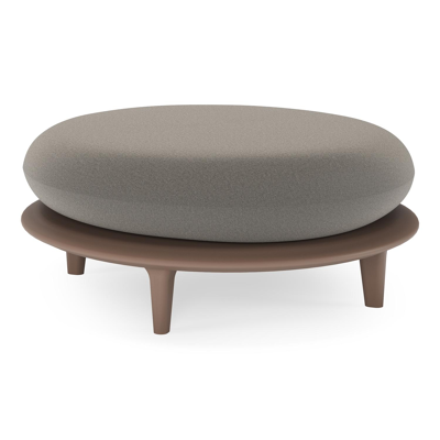 Bomero poef in taupe aluminium met natte dark taupe all weather sunbrella® luxe kussen