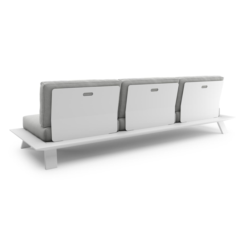 Canapé de jardin Cesano en aluminium blanc et coussin en all weather Sunbrella® luxe natte grey chine