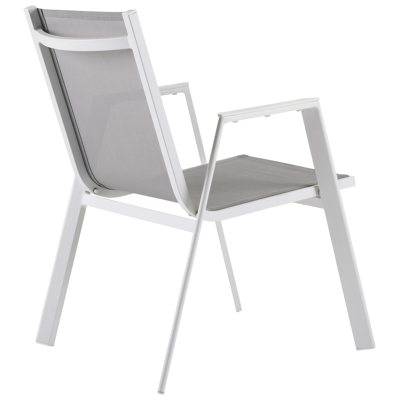 Bahia tuinset in wit aluminium met 6 stapelbare Oviedo tuinstoelen