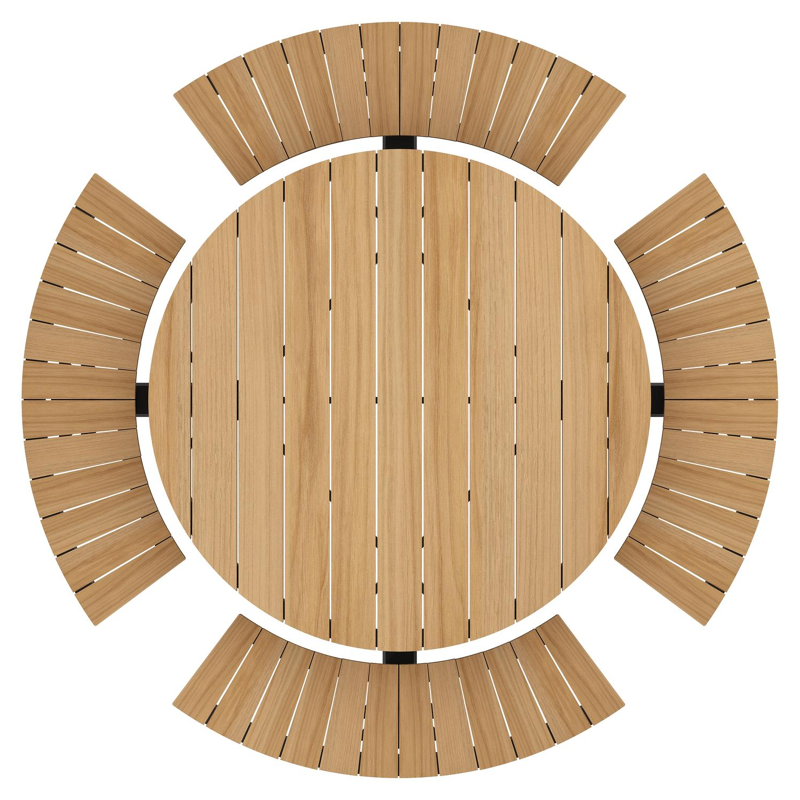 Rondino picknicktafel in zwart aluminium en teak tafelblad - Dia. 148 cm