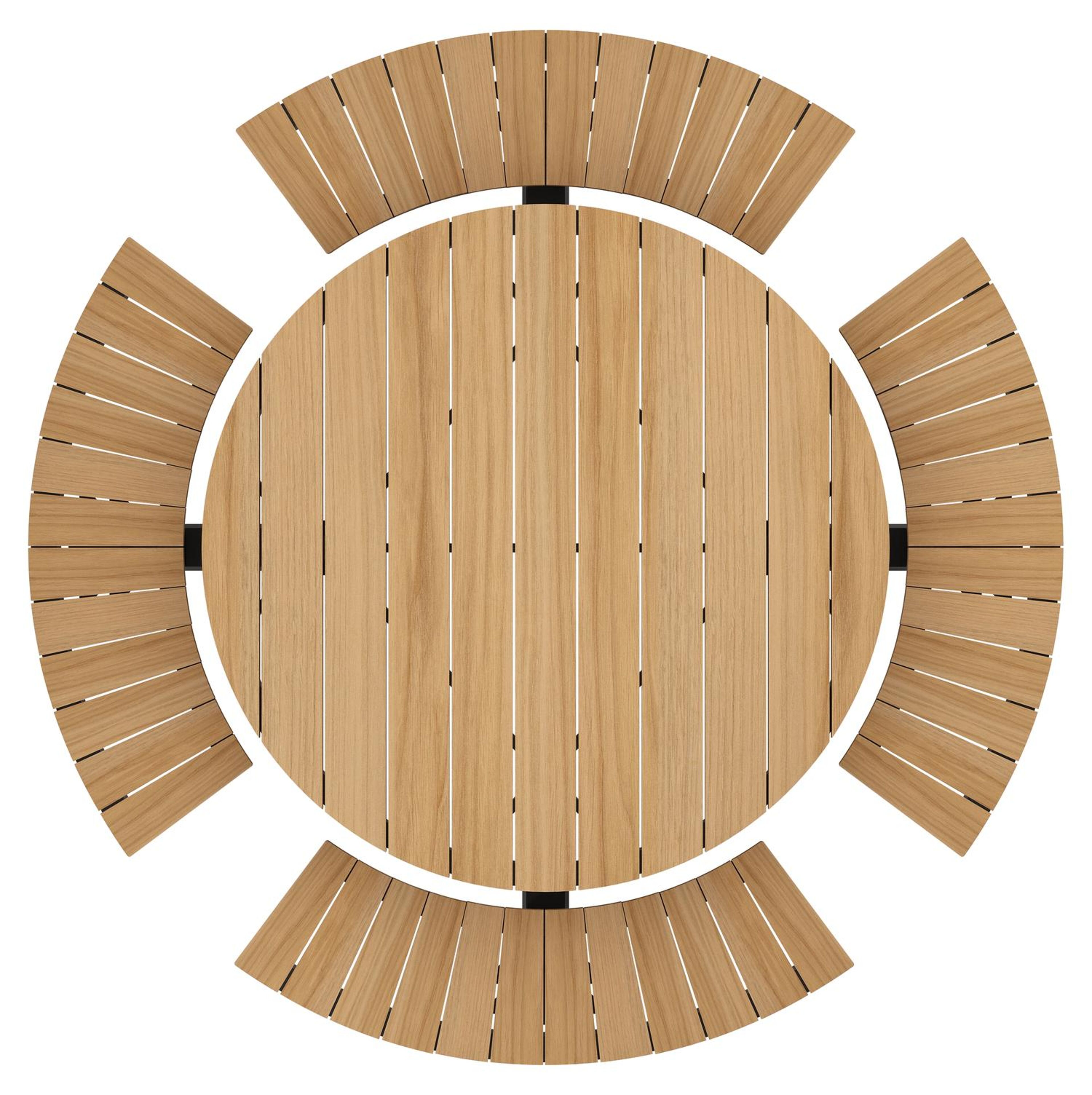 Rondino picknicktafel in zwart aluminium en teak tafelblad - Dia. 148 cm