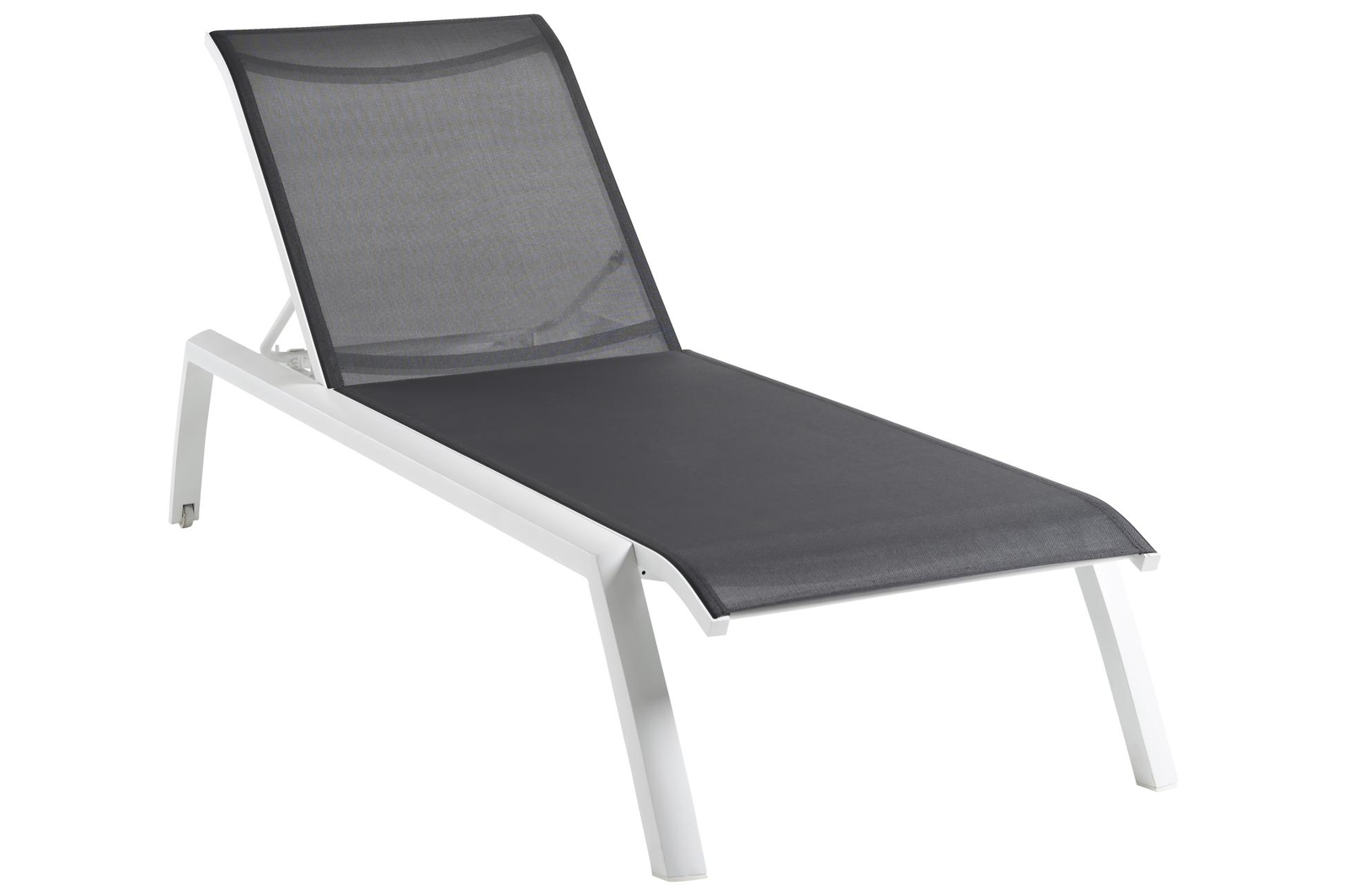 Bari verstelbaar ligbed in wit aluminium met grijs textileen