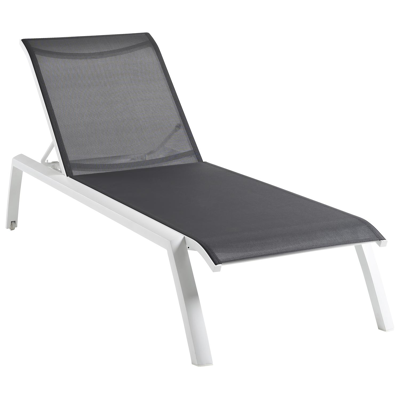 Bari verstelbaar ligbed in wit aluminium met grijs textilene
