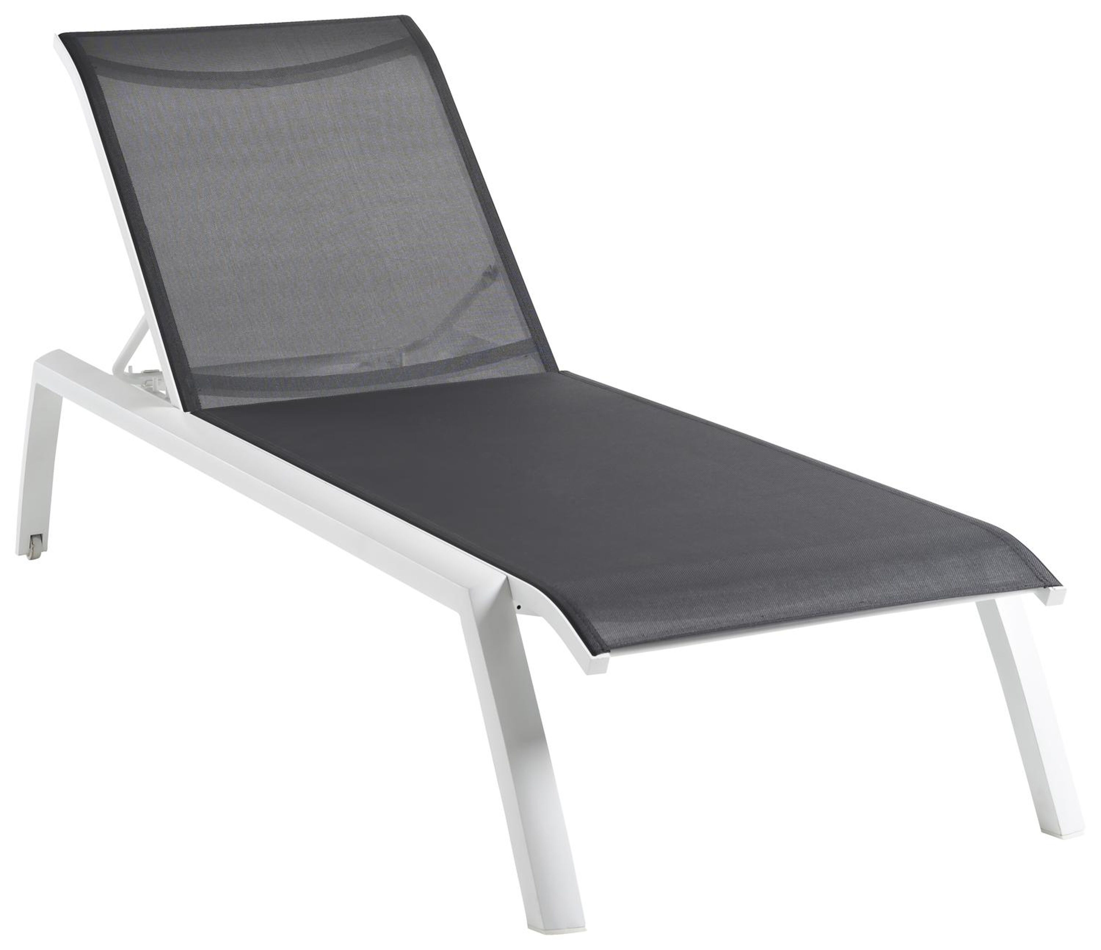Bari verstelbaar ligbed in wit aluminium met grijs textilene