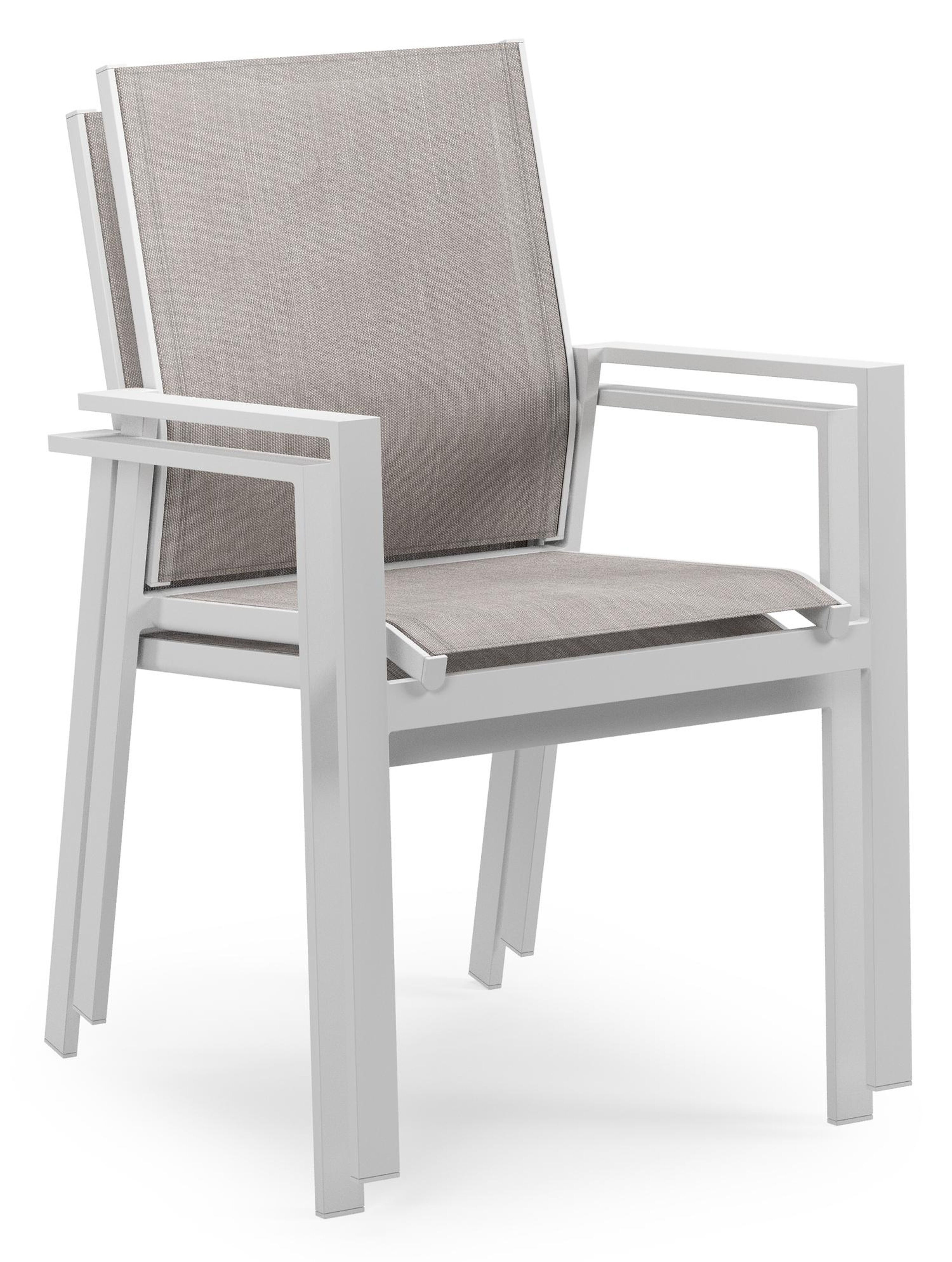 Alora tuinset in wit aluminium en grijs sintered stone met 8 Bahia tuinstoelen