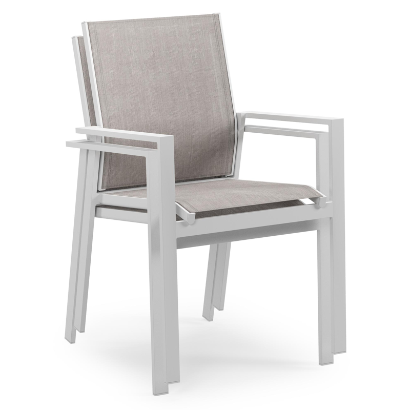 Alora tuinset in wit aluminium en grijs sintered stone met 8 Bahia tuinstoelen