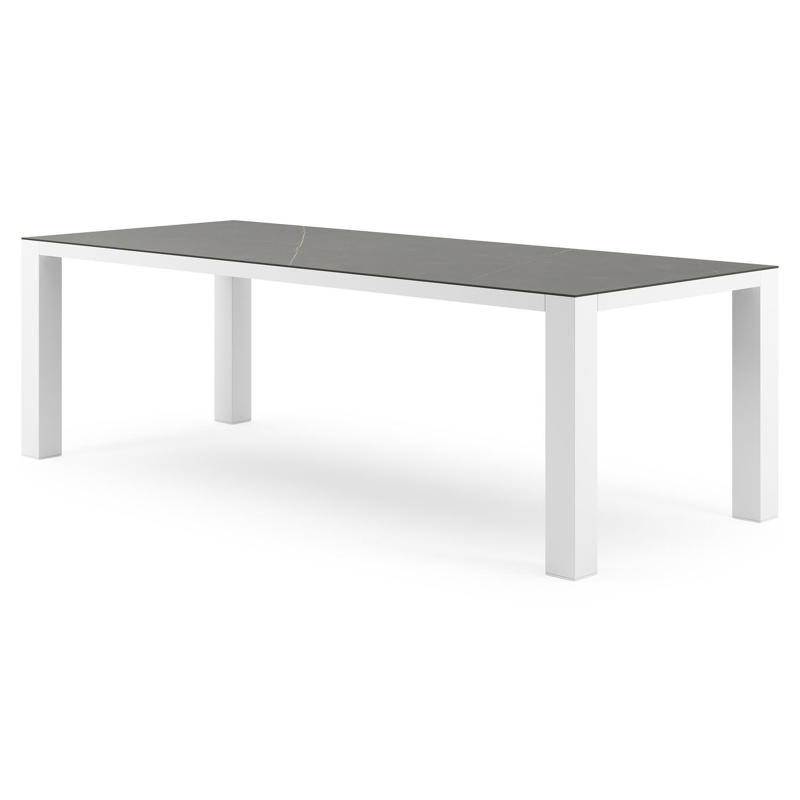 Nano tuintafel rechthoekig in wit aluminium en volkeramiek Calatorao - L 240 x B 100 x H 75 cm