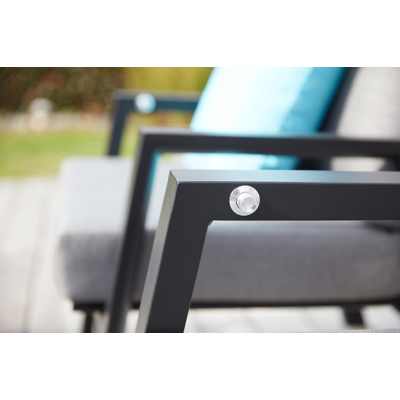 Fauteuil de jardin Mismo 1-pl en aluminium anthracite avec coussin en polyester gris