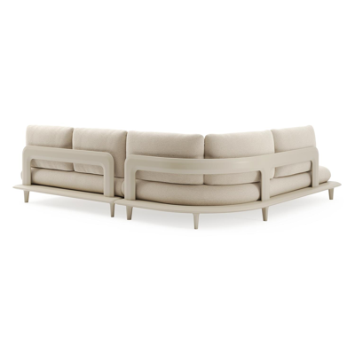 Salon de jardin d'angle Bomero en aluminium beige et coussins en all weather cosytica althea chalk