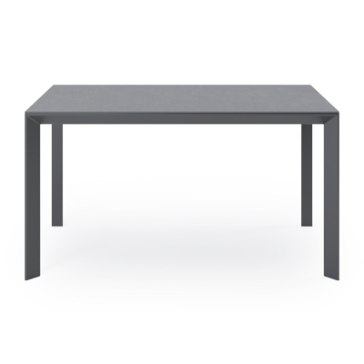 Malito tuintafel in zwart aluminium en volkeramiek pierre bleue - L 140 x B 80 x H 75,5 cm