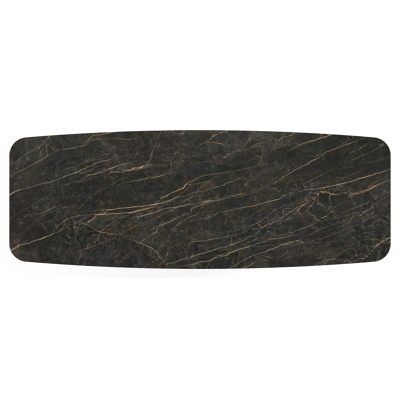 Table de jardin Lacrima forme de bateau en aluminium beige et céramique pleine Black Obsession - Lg. 315 x Lrg. 115 x Haut. 73 cm