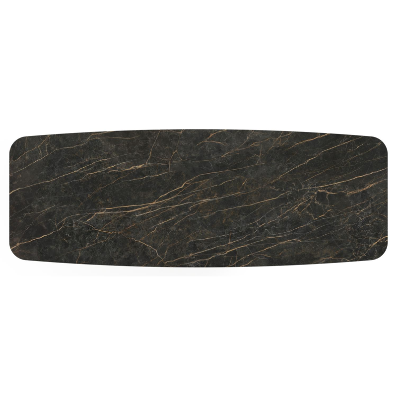 Lacrima tuintafel bootvorm in beige aluminium en volkeramiek Black Obsession - L 315 x B 115 x H 73 cm