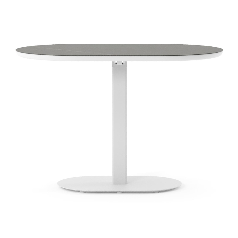 Teramo kantelbare tuintafel bombo in wit aluminium en volkeramiek Calatorao - L 110 x B 70 x H 74 cm