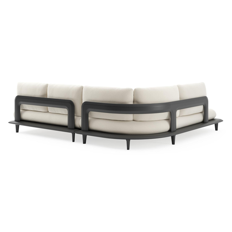 Bomero loungehoek in zwart aluminium met althea off white all weather cosytica kussen