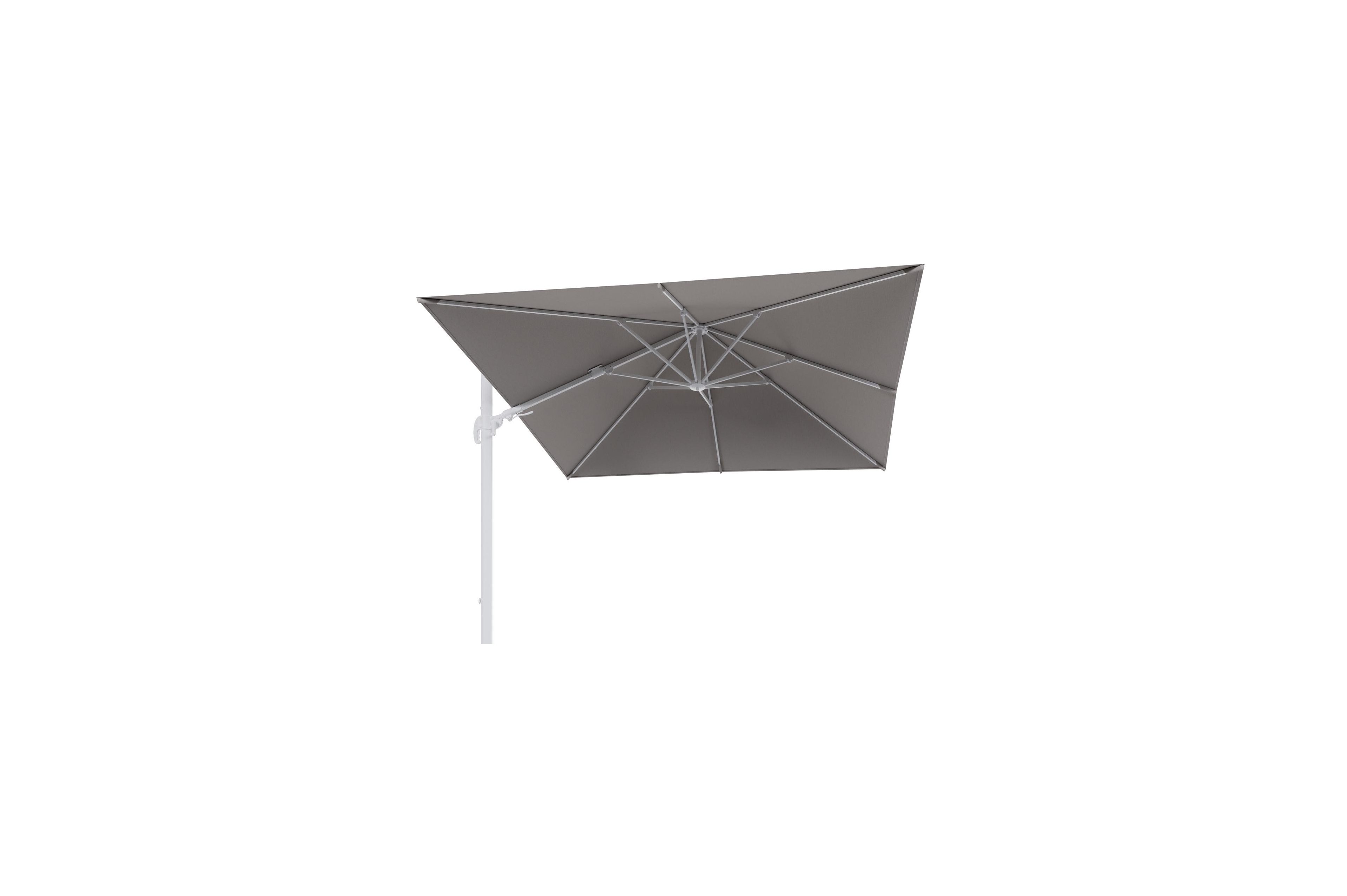 Avola zweefparasol met tiltfunctie in wit aluminium met natte graumel chalk all weather sunbrella® premium parasoldoek - L1 300 x L2 300 cm (zonder voet)