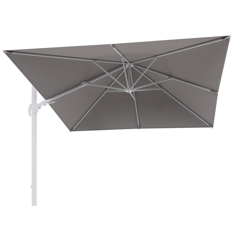 Avola zweefparasol met tiltfunctie in wit aluminium met natte graumel chalk all weather sunbrella® premium parasoldoek - L1 300 x L2 300 cm (zonder voet)