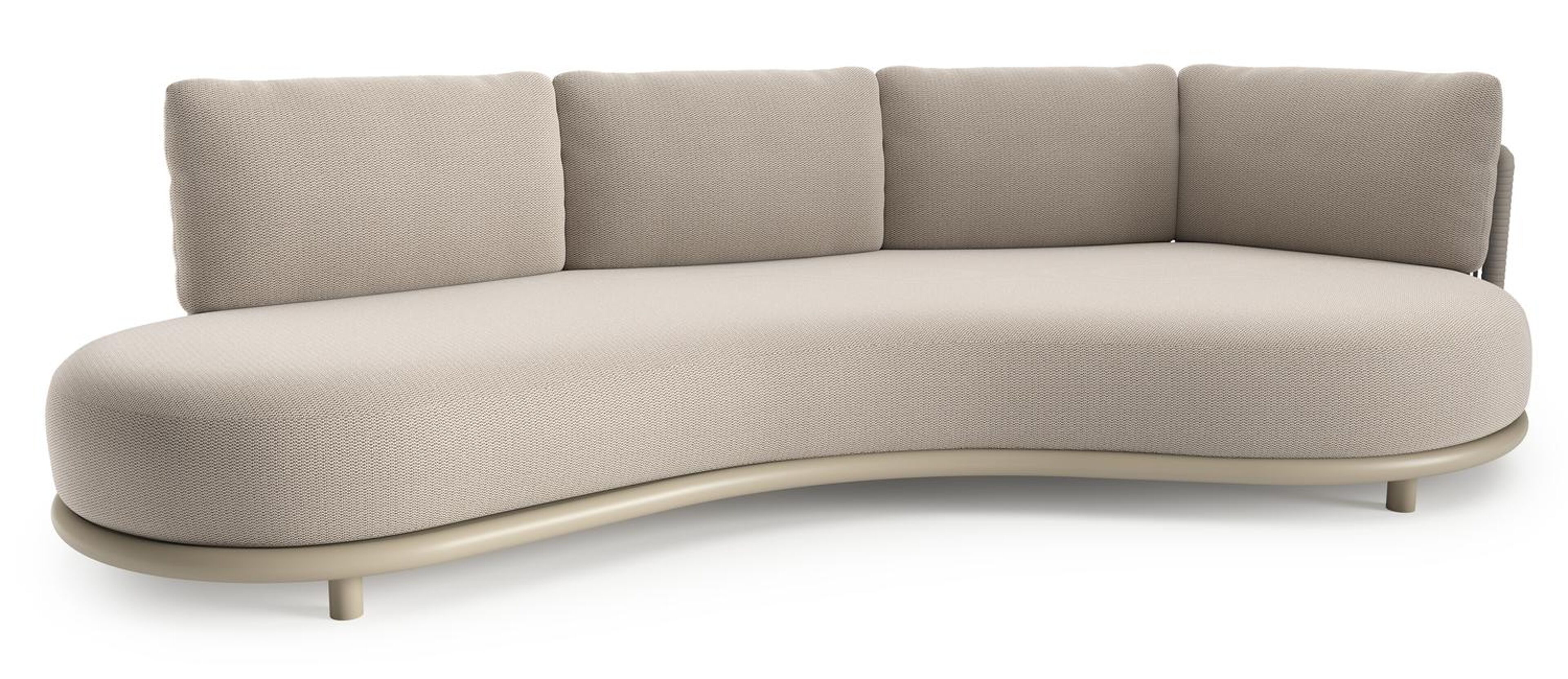 Lomano loungebank in beige aluminium met lopi fossil all weather sunbrella® luxe kussen