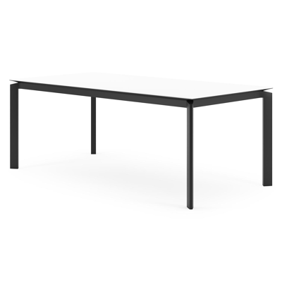 Cirello tuintafel rechthoekig in zwart aluminium en volkeramiek Arctic White - L 200 x B 100 x H 75 cm