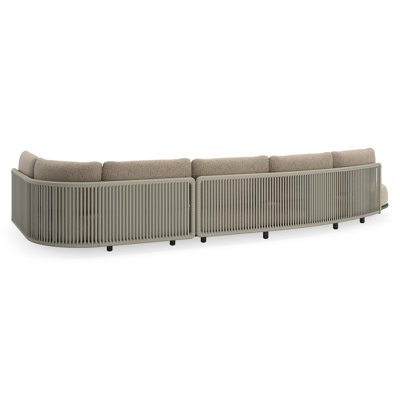 Lomano loungehoek in zwart aluminium en beige verticaal geweven luxe vlakke rope met Bora Jungle all weather cosytica