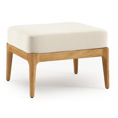 Orso poef in teak met Althea Off White all weather cosytica kussen
