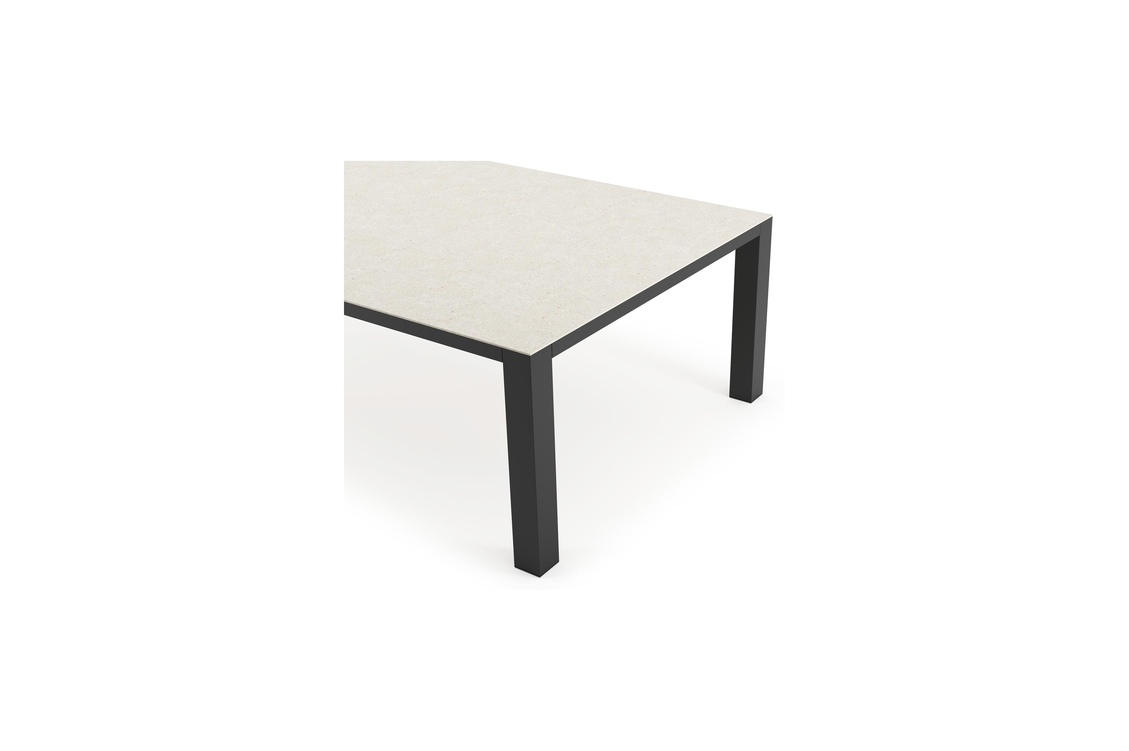 Nano tuintafel in zwart aluminium en volkeramiek shilin - L 240 x B 148 x H 75 cm
