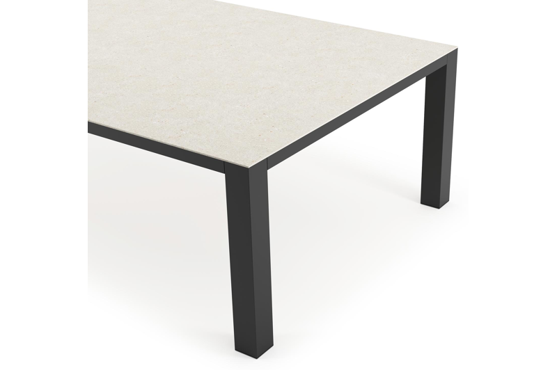 Table de jardin Nano en aluminium noir et céramique pleine shilin - Lg 240 x Larg. 148 x H 75 cm