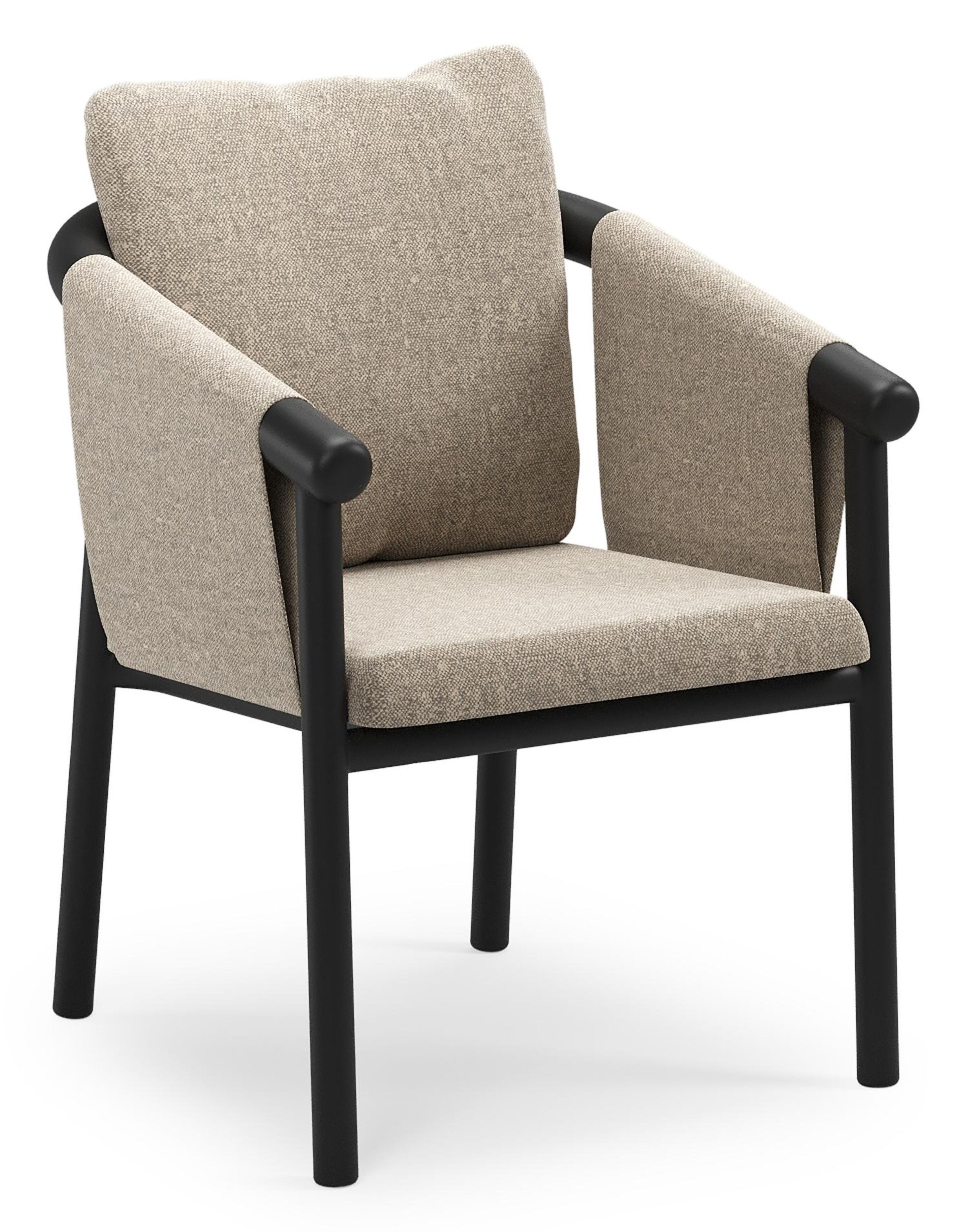 Chaise de jardin empilable Amico en aluminium noir et aluminium noir avec coussin en All Weather Sunbrella® Luxe Chartres Pewter