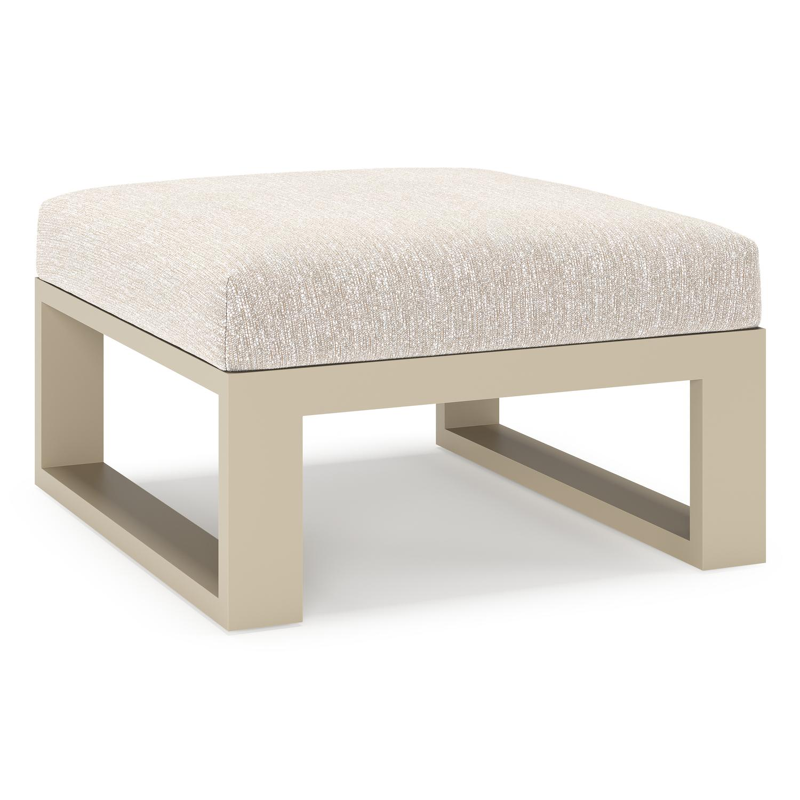 Verato poef in beige aluminium met tundra sand all weather sunbrella® luxe kussen