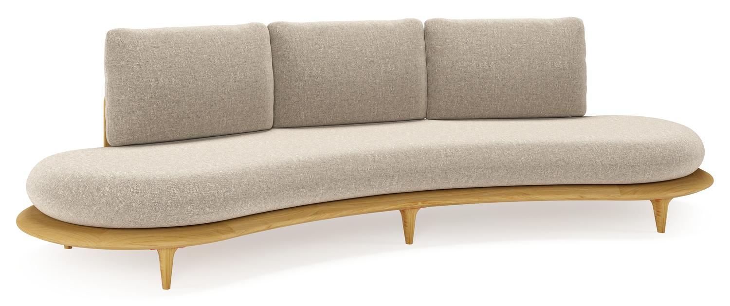 Bomero loungebank in teak met chartres pewter all weather sunbrella® luxe kussen