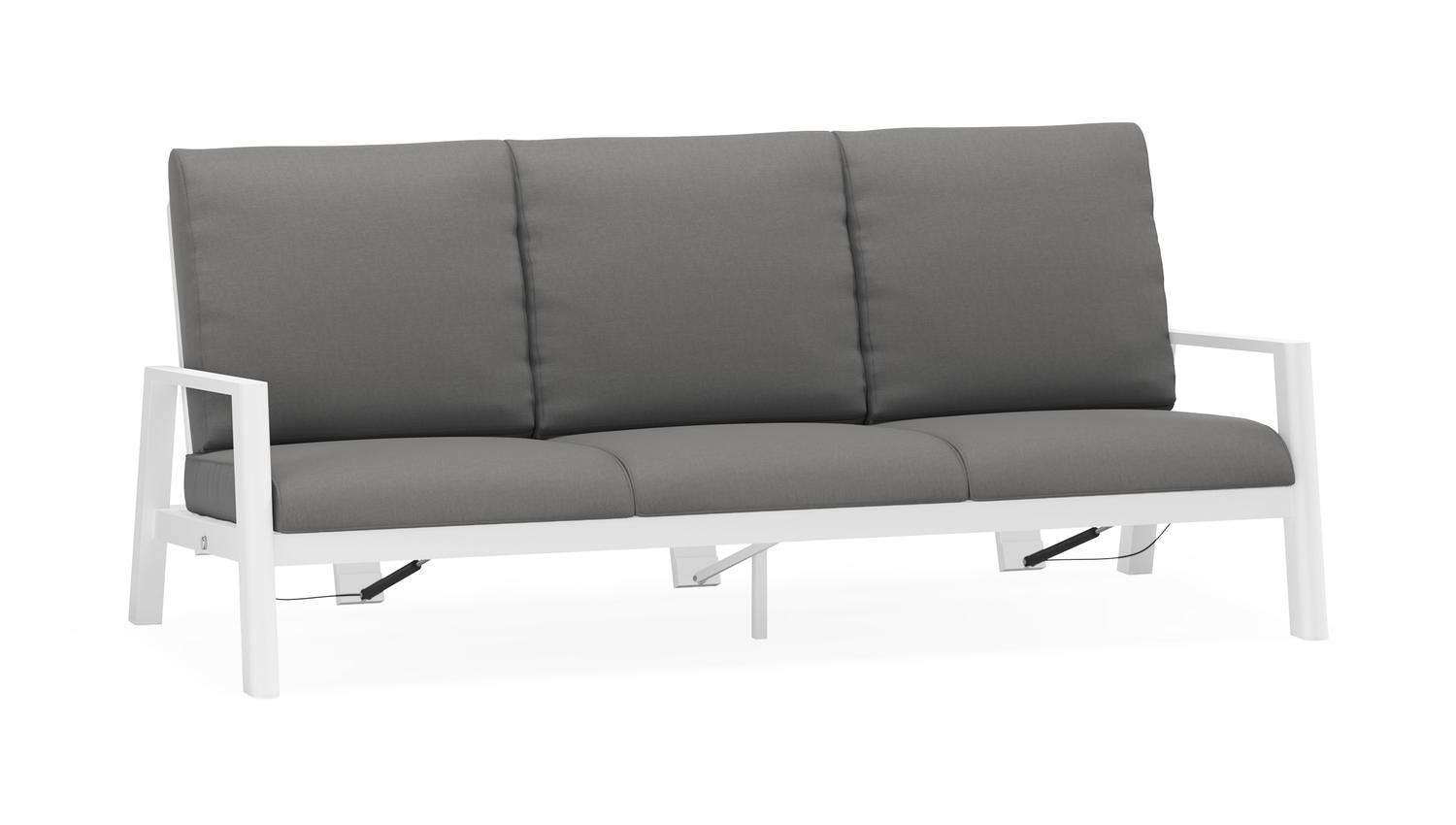 Cirello loungebank 3-zit in wit aluminium met natte charcoal chine all weather sunbrella® luxe kussen