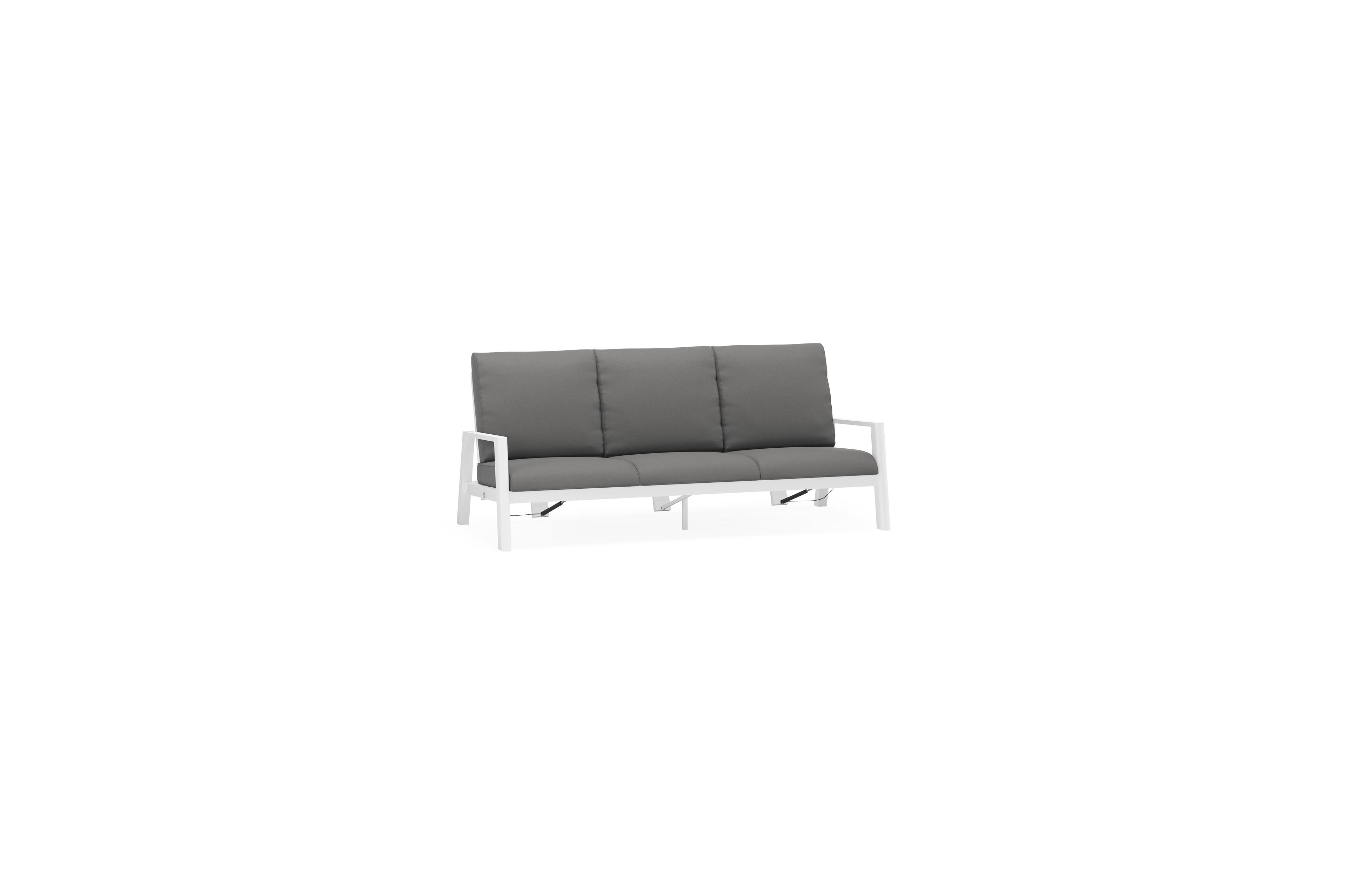 Cirello loungebank 3-zit in wit aluminium met natte charcoal chine all weather sunbrella® luxe kussen