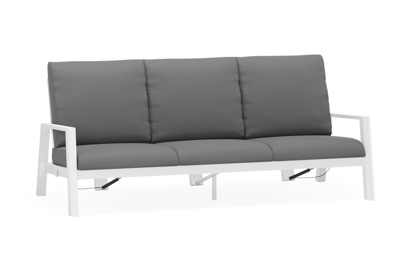 Cirello loungebank 3-zit in wit aluminium met natte charcoal chine all weather sunbrella® luxe kussen