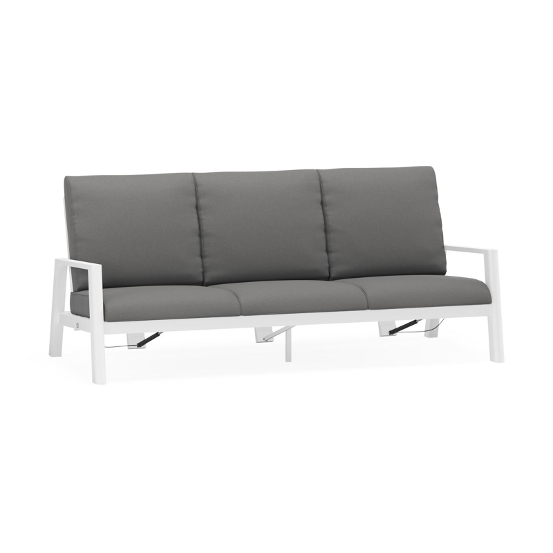 Cirello loungebank 3-zit in wit aluminium met natte charcoal chine all weather sunbrella® luxe kussen