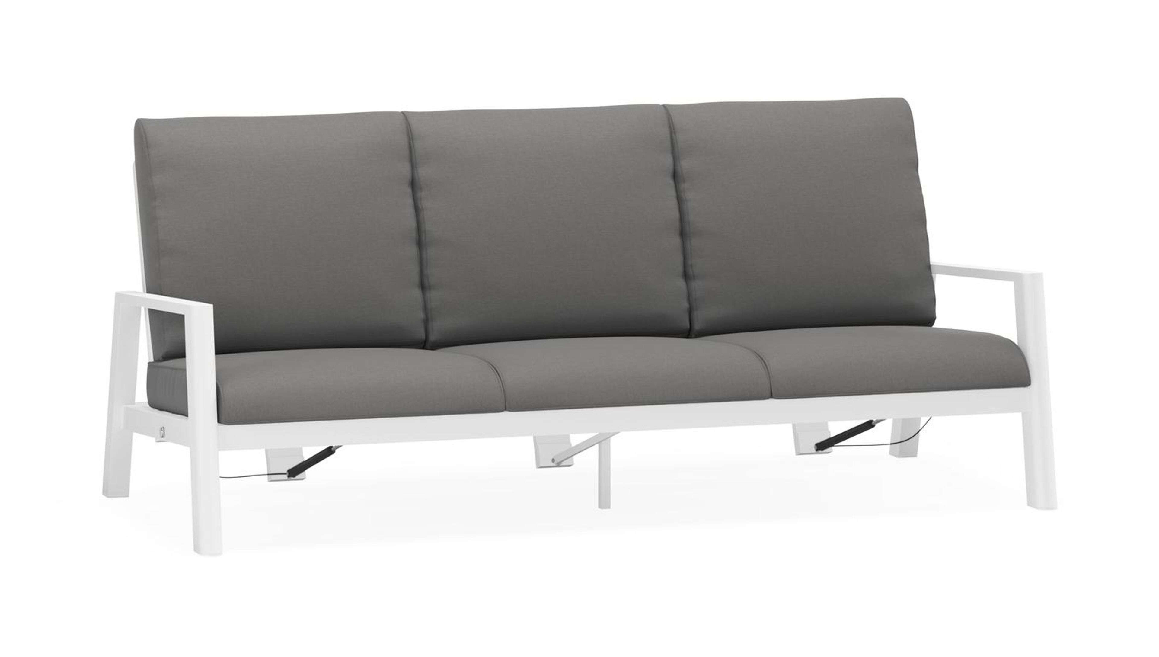 Cirello loungebank 3-zit in wit aluminium met natte charcoal chine all weather sunbrella® luxe kussen