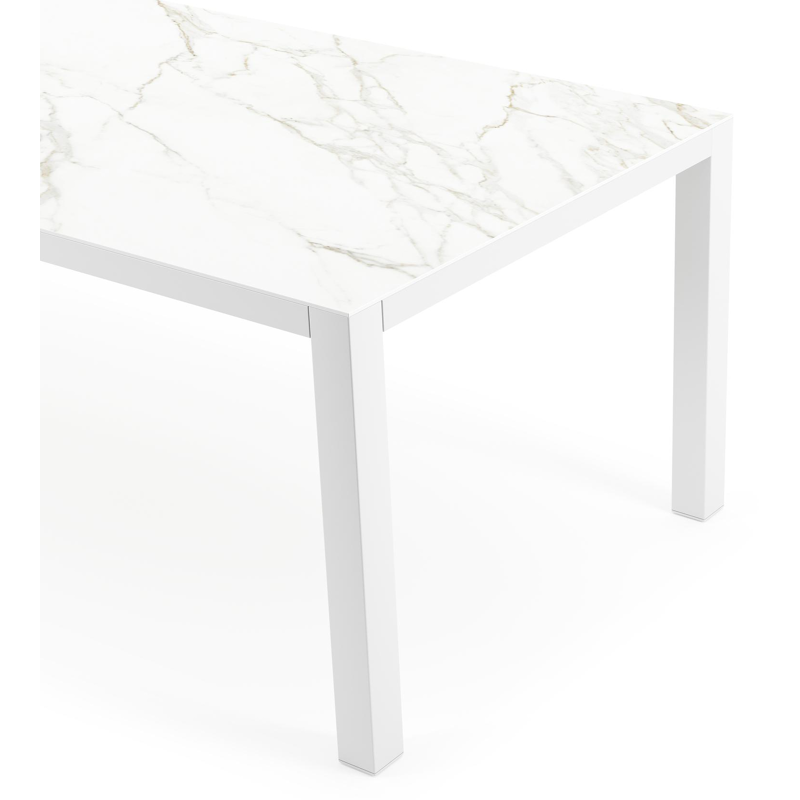 Como tuintafel rechthoekig in wit aluminium en volkeramiek calacatta - L 240 x B 100 x H 75 cm