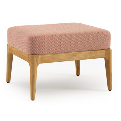 Pouf Orso en teck et coussins en all weather sunbrella® luxe Lopi Fawn