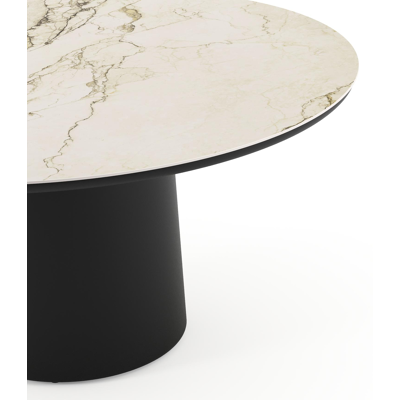 Amico tuintafel rond in zwart aluminium en volkeramiek Colorado Dunes - Dia. 148 x H 73.5 cm