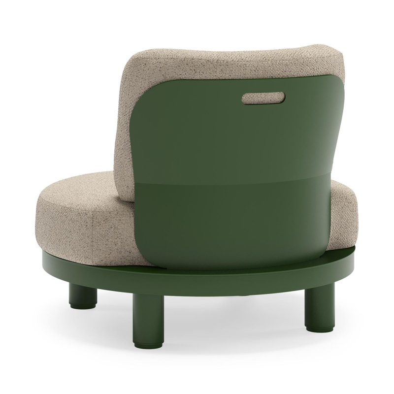 Donato loungestoel in groen aluminium met all weather cosytica Bora Desert kussen