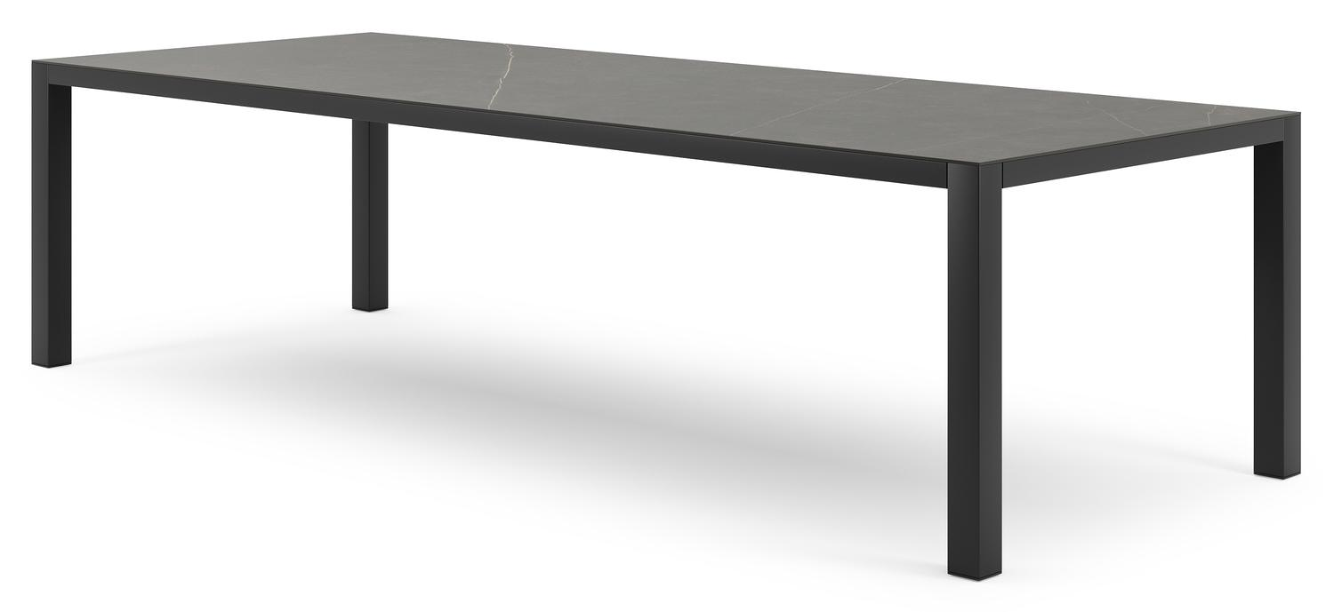 Como tuintafel in zwart aluminium en volkeramiek calatorao - L 280 x B 110 x H 75 cm