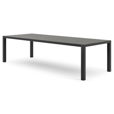 Table de jardin Como en aluminium noir et céramique pleine calatorao - Lg 280 x Larg. 110 x H 75 cm