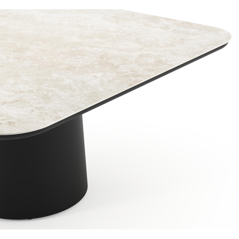 Amico tuintafel afgerond vierkant in zwart aluminium en volkeramiek Rapolano - L 148 x B 148 x H 73.5 cm